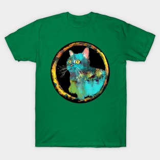 What do you mean? Artsy Blue Cat T-Shirt